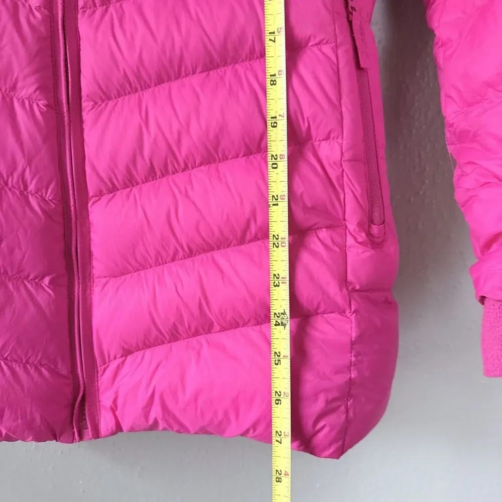 Eddie Bauer Down Parka Jacket Girls L (14) Pink Nylon Sherpa Lined Hooded